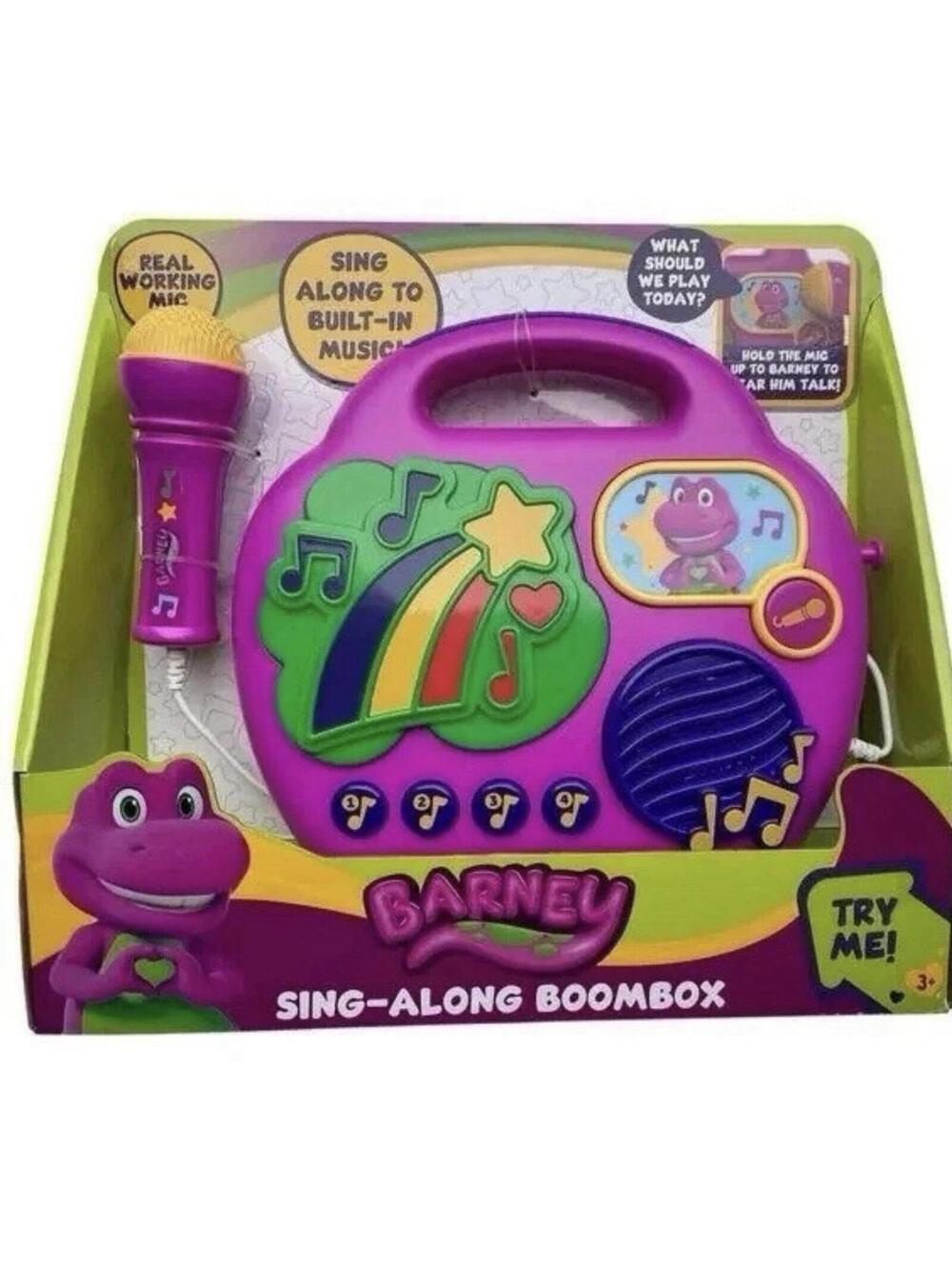 Mattel Barney & Friends Sing-Along Boombox Musical Toy with Microphone